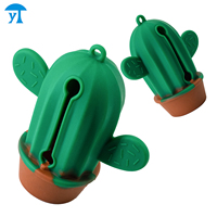 Forme de Cactus Logo Personnalisé Durable Silicone Chien Merde Sac Emballage Conteneur Distributeur Portable Sac Poubelle Pour Animaux De Compagnie