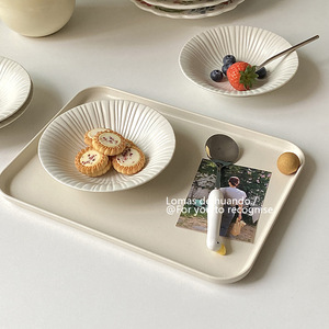 Bol en céramique blanc à rayures verticales, peu profond, 6 pouces, design minimaliste, pour dessert, yaourt, gâteau, usage domestique - Product Image 2