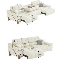 Canapé modulaire en chenille beige moderne avec plateau de charge USB, siège profond confortable, fauteuil inclinable pour salon, meubles de maison