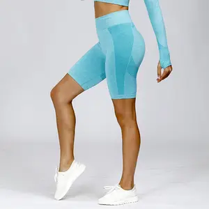 女性高腰运动短裤俯卧撑举重健身健身房紧身裤瑜伽锻炼压缩弹力短裤