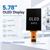 Écran AMOLED MIPI DSI flexible et pliable de 5,78 pouces de l'usine BINTU pour console centrale de voiture, terminal portable et moniteur portable
