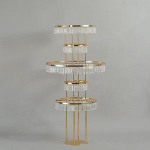 Accessoires de mariage, électroplaqué or, décoration de salle de réception de mariage, hôtel, stand floral à cinq étages pour salle de mariage - Product Image 1