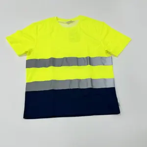 Abbigliamento di sicurezza traspirante catarifrangente in jersey girocollo ad alta visibilità a maniche corte magliette con logo personalizzato ad asciugatura rapida