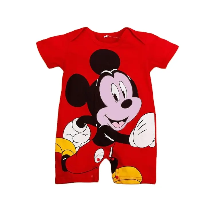 Mickey Pasgeboren Groothandel Baby Bodysuit Best Verkopende 2021 Zomer Leuke Korte Mouw Unisex Gebreide 100% Katoen Rompertjes Ondersteuning