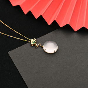 Collar Qingyabailu Feicui con Colgante de Jade Tipo Hielo Delicado, Clásico de Aniversario, Cristal Natural, Certificado en Oro K - Product Image 4