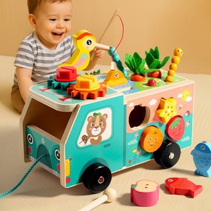 Giocattoli in Legno a Tema Fattoria: Carretto Multifunzionale con Animali e Colori Assortiti per Bambini - Product Image 3