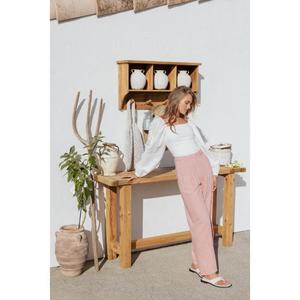 Pantalon décontracté taille haute pour femme, ajustement souple, écologique, respirant, séchage rapide, conçu pour une liberté de mouvement naturelle et confortable - Product Image 1