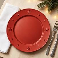 Assiettes de présentation dorées en plastique de 13 pouces Woju Festive, électroplaquées, avec bordure étoilée, pour la décoration de table de Noël