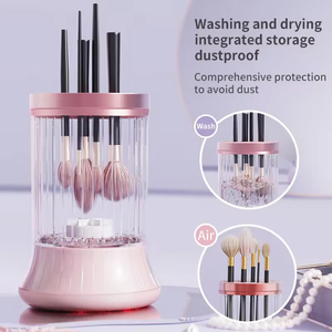 <span class=keywords><strong>Limpiador</strong></span> de <span class=keywords><strong>brochas</strong></span> de maquillaje eléctrico de 7000 rpm/min con limpieza automática de esponja y secador Rosa AS + PC + Material TPE - Product Image 1