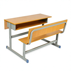 Ensemble table et chaise d'écolier Zoshine Classic Triangle, facile à nettoyer, plateau en <span class=keywords><strong>bois</strong></span>, structure métallique, pour usage scolaire - Product Image 1