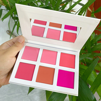 Palette de fard à joues 6 couleurs de haute qualité, maquillage pour le visage, palette cosmétique 3 en 1, surligneur, blush et contour
