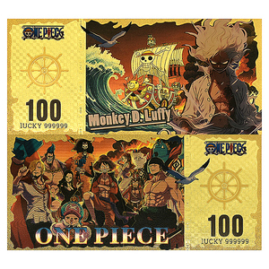 Ensemble de billets de banque recto-verso en feuille d'or One Piece, 100 pièces, collection de monnaies d'anime japonais, cadeau pour les fans de Luffy, Zoro, Nami, Sanji, Brook, Ace - Product Image 2