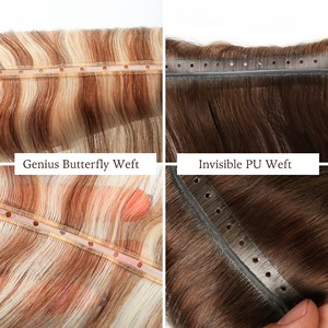 Extensions <span class=keywords><strong>de</strong></span> cheveux Genius Medusa Weft, double trame, cheveux russes, trame à trous en PU, trame papillon double languette, extensions invisibles - Product Image 5