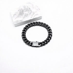 <b>Mens</b> Stainless Steel Cuban Link Bracelet Heavy Duty Black Oxidized Retro Gothic Punk Biker Style Jewelry Adjustable <b>for</b> <b>Men</b> - Product Image 5
