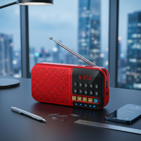 Tragbarer Mini-Digitallautsprecher mit FM-Radio, Bildschirm, Taschenlampe, Musikplayer, Stereo-Sound für 5.0 Powerbank & Wecker