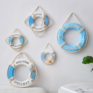 Mediterranean Style Wooden Life Rings Multi Piece <b>Wall</b> <b>Decor</b> Home <b>Decor</b> Circular MDF <b>Wall</b> Sculpture - Product Image 1