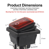 Interrupteur à bascule KCD4 ON/OFF 4Pin/6Pin avec puissance lumineuse 16A 250VAC/ 20A 125V 29*36mm