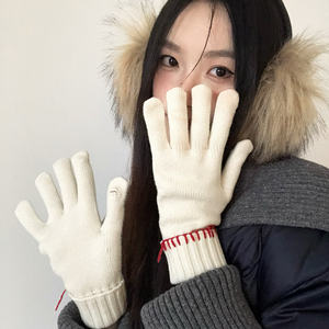 2025 automne hiver femmes rétro coupe-vent cyclisme doigt gants chaud laine contenant couleur Pure écran tactile personnalisé quotidien - Product Image 4