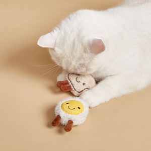 Mainan hewan peliharaan kucing telur kartun mewah mainan roti bakar dengan Mainan <span class=keywords><strong>catnip</strong></span> tersedia dalam stok kucing mewah - Product Image 2