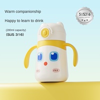 Botol Termos Minum Anak 280ml Baja Tahan Karat 316 Bebas BPA, Custom OEM ODM, dengan Sedotan, Ramah Lingkungan, Portabel, untuk Kembali ke Sekolah