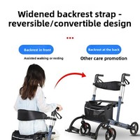 Déambulateur à quatre roues multifonctionnel pour personnes âgées, pliable, avec siège, type poussoir, capacité 200 Jin