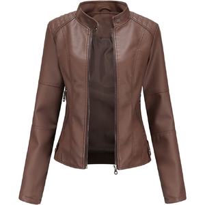 Veste en cuir véritable pour femme, nouvelle veste en cuir véritable décontractée et élégante de style motard, de qualité supérieure - Product Image 2