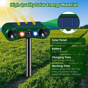 Répulsif solaire à ultrasons pour animaux de nuit Soundwave Fortress Deer Destroyer Raccoon Squirrel Dissuasion avec Flash Garden Courtyard - Product Image 5