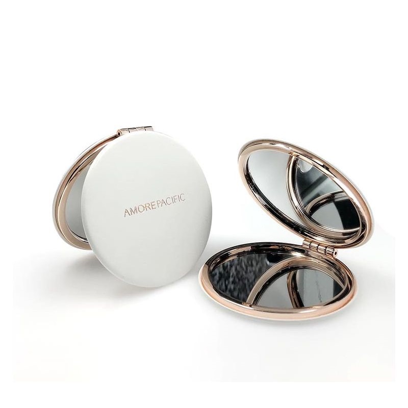 Складное круглое двустороннее маленькое портативное зеркало цвета розового золота
