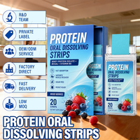 OEM ODM Isolat de protéines de lactosérum en bandes orales à dissolution rapide, saveur mélange de baies, favorise la croissance musculaire, absorption rapide, film oral portable