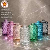 Flacon distributeur de savon en verre borosilicate de 350 ml (12 oz) avec pompe à lotion, design facetté pour salle de bain d'hôtel moderne