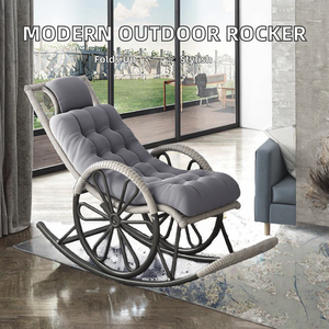 Fauteuil à bascule et chaise longue d'extérieur <span class=keywords><strong>Kingpower</strong></span> en rotin moderne, pliable, en tissu, pour adultes, idéal pour la sieste, la détente, la chambre, le balcon, la salle à manger, le parc - Product Image 2