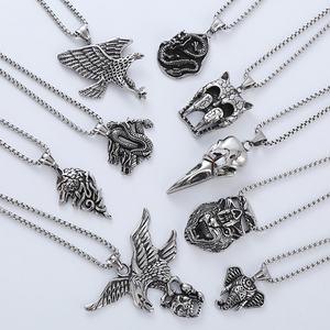 Collar de Acero Inoxidable Estilo Hip Hop para Hombre, Colgante de Animales, Cadena con Colgante de Dragón, Serpiente, Halcón, Águila, Elefante, Mono, Lobo, Joyería, Regalo - Product Image 3