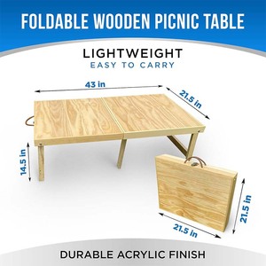 <strong>Foldable</strong> Beach Picnic <strong>Table</strong> <strong>Wooden</strong> Portable Travel Picnic <strong>Table</strong> for Camping Party Beach Tailgating Garden Outdoor Indoor Picnic - Product Image 5