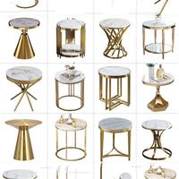 La table basse ronde de luxe place la table d'appoint en verre de marbre de meubles d'acier inoxydable de salon