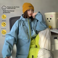 Veste unisexe Kongshan Yu à coque rigide, imperméable, coupe-vent, à capuche, trois-en-un, pour l'alpinisme et les activités de plein air, fermeture éclair, tissu T800, couleur unie