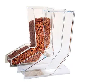 Hoge kwaliteit aangepaste clear acryl gravity feed droog graan voedsel dispenser