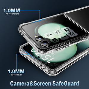 Funda Transparente Rígida de PC para Teléfono <span class=keywords><strong>Samsung</strong></span> Galaxy Z <span class=keywords><strong>Flip</strong></span> 7 4 3 ZFlip7 Flip6 Flip5, Carcasa Ultra Transparente Antigolpes con Parachoques de TPU - Product Image 4