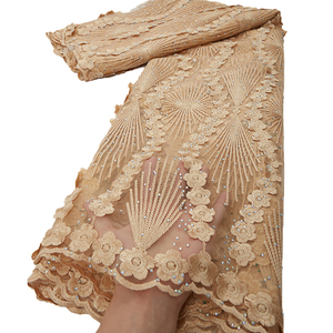 Or dentelle tissu africain maille Tulle paillettes dentelle broderie nigérian <span class=keywords><strong>français</strong></span> Tulle dentelle tissu pour robe <span class=keywords><strong>de</strong></span> soirée <span class=keywords><strong>de</strong></span> mariage 0001 - Product Image 1