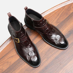 Botas de Tobillo Balmoral de Cuero para Hombre, Textura Lijada a Mano, Estilo Amish, Algodón, Resistentes al Agua, Antideslizantes - Product Image 4