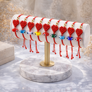 Pulsera <span class=keywords><strong>de</strong></span> Hilo Chapado en Oro Minimalista Cristiana Hecha a Mano Resoul con Cruz Ajustable y Borla, Cordón Trenzado Estilo Boho para <span class=keywords><strong>Amistad</strong></span> - Product Image 1