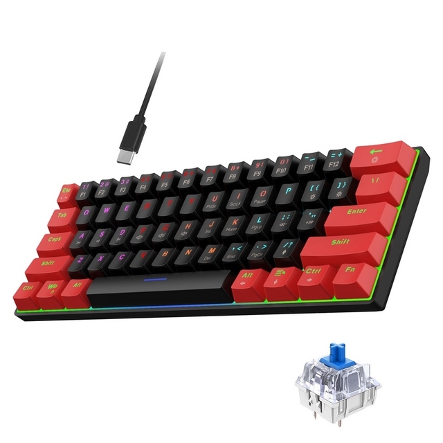 HXSJ V900 RGB Mechanical Keyboard 61-key Gaming Keyboard High-quality Blue Switches Durable