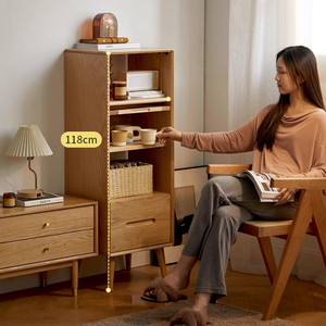 Mueble Lateral para TV de Madera Maciza, Conjunto de Gabinetes de Almacenamiento de Roble, Gabinete Combinado Moderno Alto y Bajo para Sala de Estar - Product Image 5