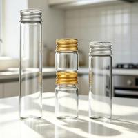 Tabung Kaca Mini 22mm 5ml 10ml 15ml 20ml 25ml 30ml Botol Vial Penyimpanan Kaca Bening untuk Bubuk/Hadiah