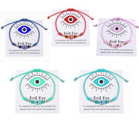 NYY Nuevo Diseño Pulsera de Tarjeta con Ojo Turco para Proteger al Portador de Espíritus Malvados y la Envidia, Pulsera Ajustable con Nudo de la Suerte