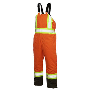 Winter Hi Vis Bib <strong>Overalls</strong> <strong>Black</strong> Bottom Waterproof Insulated Quilted Work Pants for Canada - Product Image 3