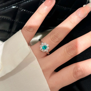 Bague de mariage en argent 925 original blanc, bagues de fiançailles en argent 925, bague bohème en argent avec cœur rose pour tout le doigt - Product Image 1