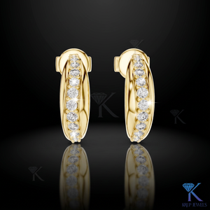 Lab Grown CVD Diamond Open <b>Hoop</b> <b>Earrings</b> Cut Channel Set 14K 18K <b>Solid</b> Gold Luxury Women's Wedding Jewelry Manufacturer - Product Image 2