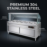 Gewerblicher 6-Pfannen Elektrischer Buffet-Wärmer Dampftisch aus 304 Edelstahl Speisenwärmer Bain-Marie für Hotels