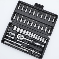 Kit d'outils de réparation automobile 46 pièces 1/4 en acier au carbone, jeu de clés à cliquet rapides et tournevis combinés pour véhicules