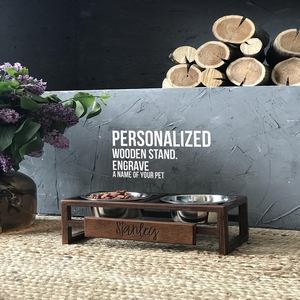 Mangkuk anjing tinggi bahan kayu grosir, mangkuk makan anjing rumah pertanian pedesaan - Product Image 4